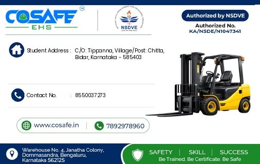 Forklift Operator ID Card - Back