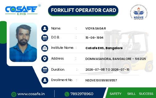 Forklift Operator ID Card - Front